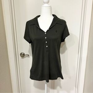 Tommy Bahama Polo Shirt Women SZ M gray lightweight 4oz excellent condition golf